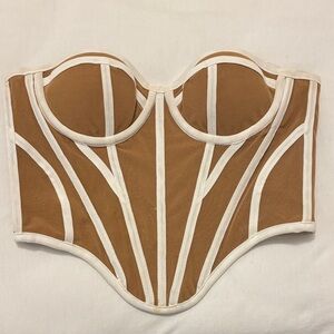 Babyboo Chic Tan and White Bustier Corset